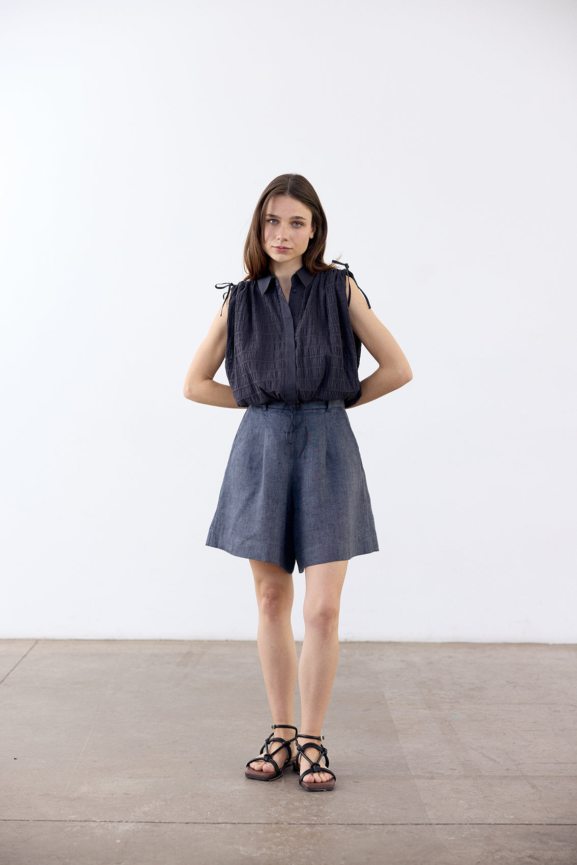 Linen Shorts - Piedra