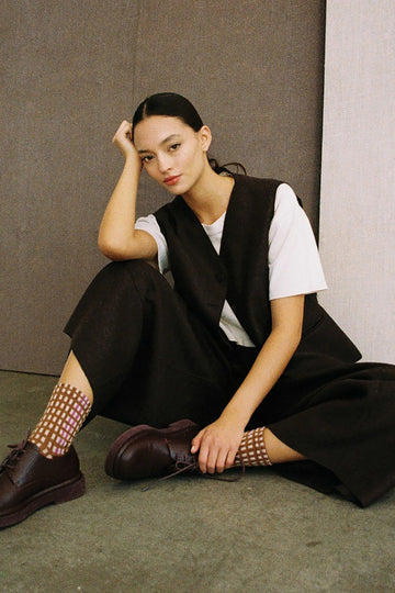 Vest Abotonado Alpaca/Lana Felted - Berenjena