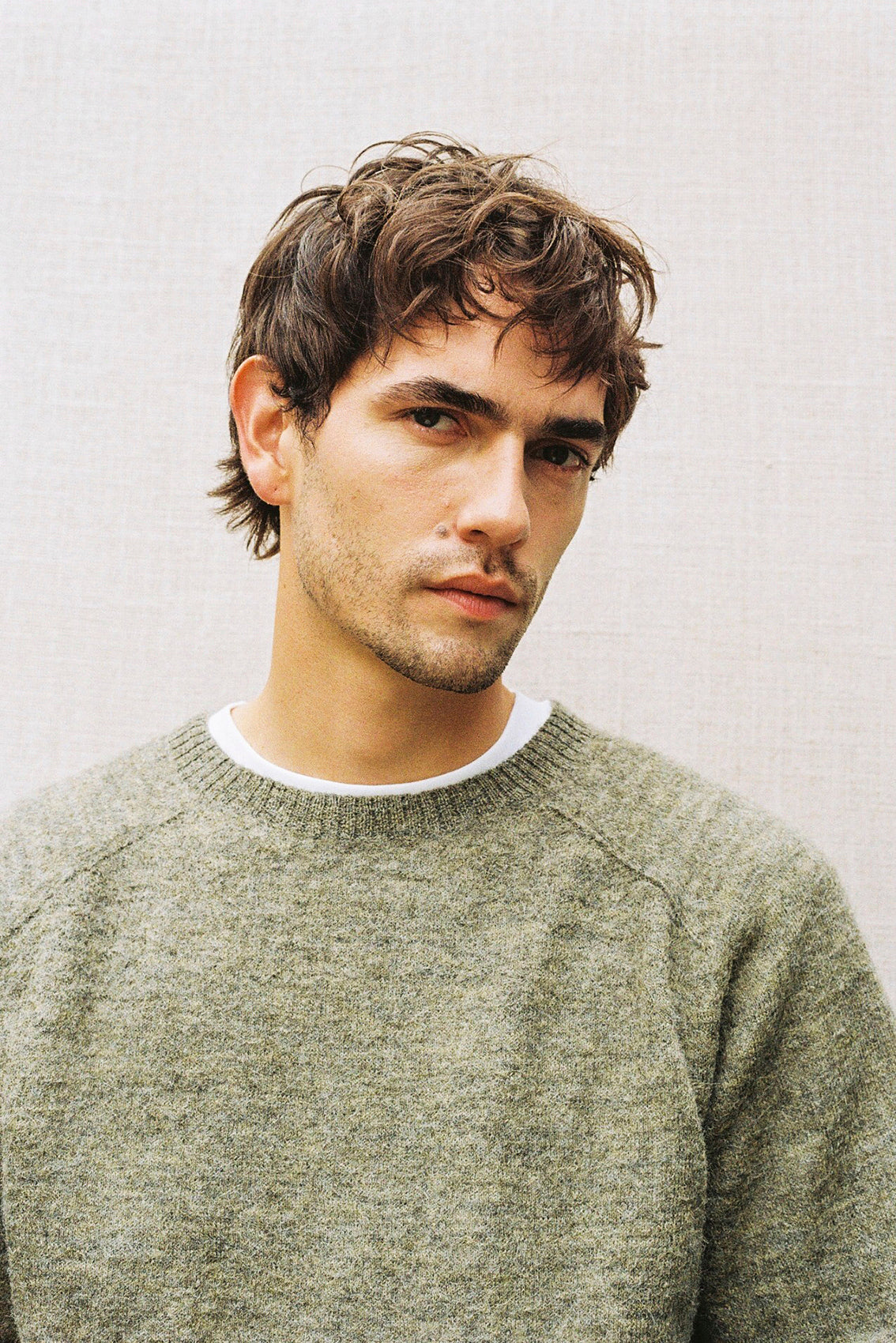 PREVENTA: Men's Sweater Delgado Alpaca Felted - Musgo
