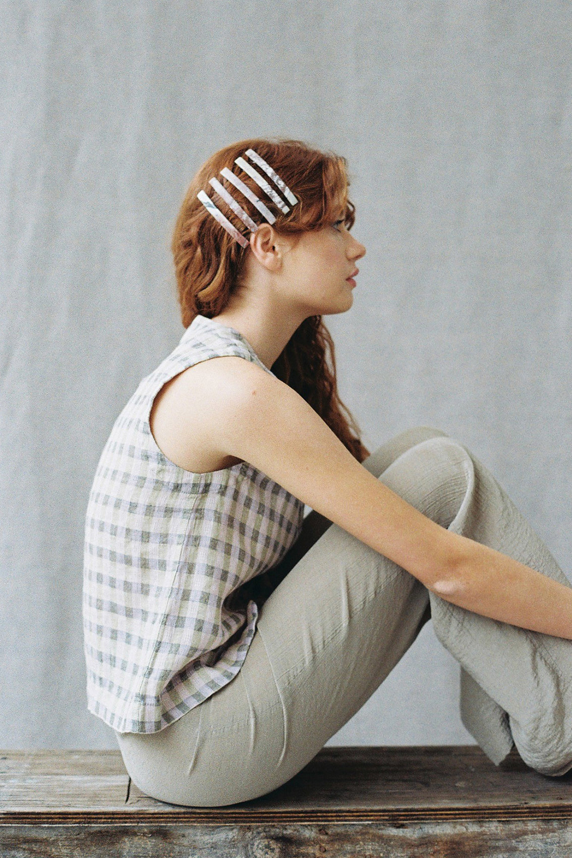Top Gingham Abotonado Lino - Checked