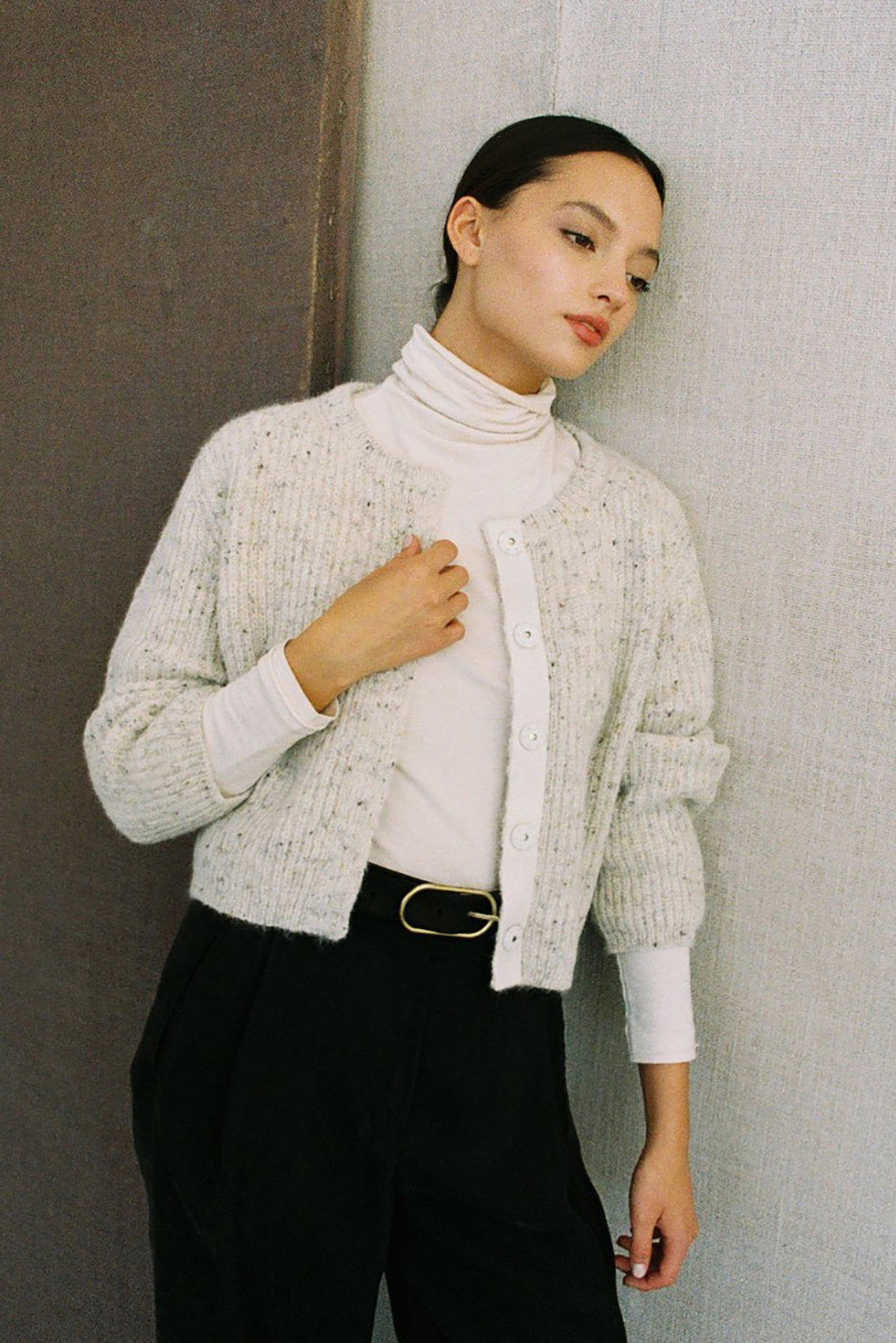 Cárdigan Corto Alpaca/Mohair - Crudo