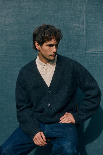 PREVENTA: Men's Cárdigan Alpaca Felted - Medianoche
