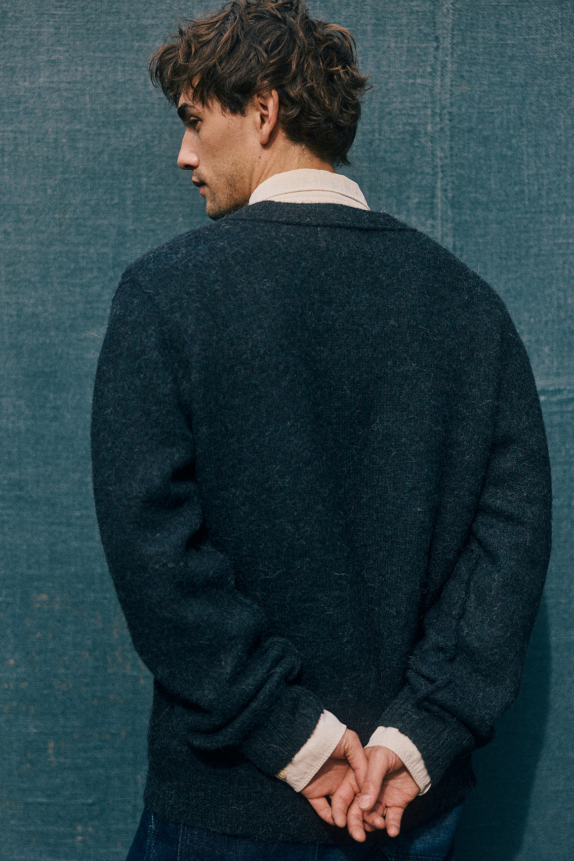 PREVENTA: Men's Cárdigan Alpaca Felted - Medianoche