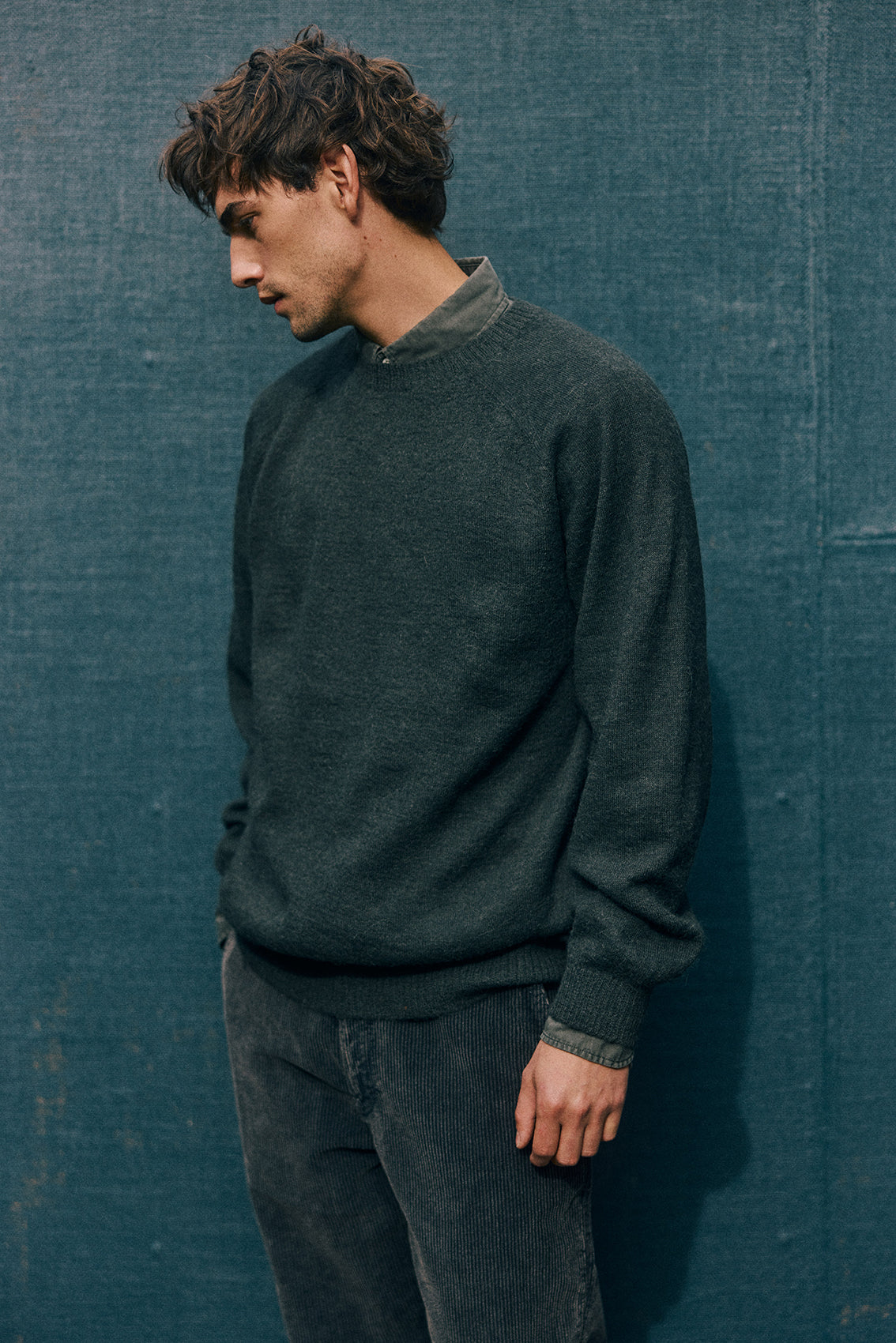 PREVENTA: Men's Sweater Delgado Alpaca Felted - Pizarra