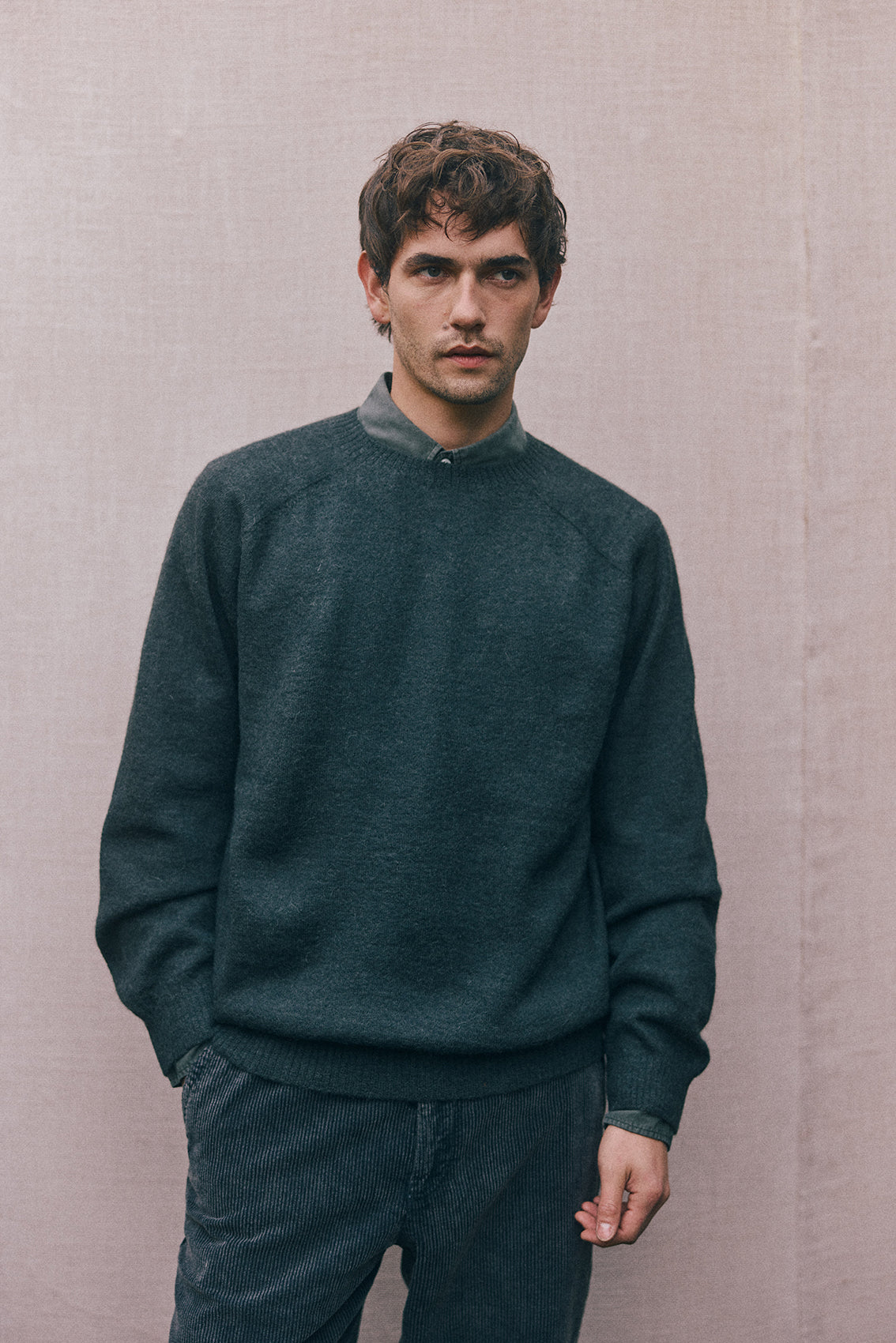 PREVENTA: Men's Sweater Delgado Alpaca Felted - Pizarra