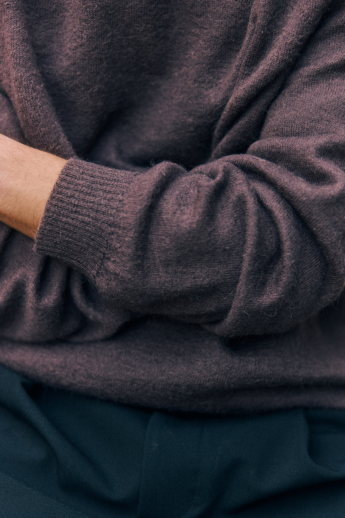 PREVENTA: Men's Sweater Delgado Alpaca Felted - Berenjena