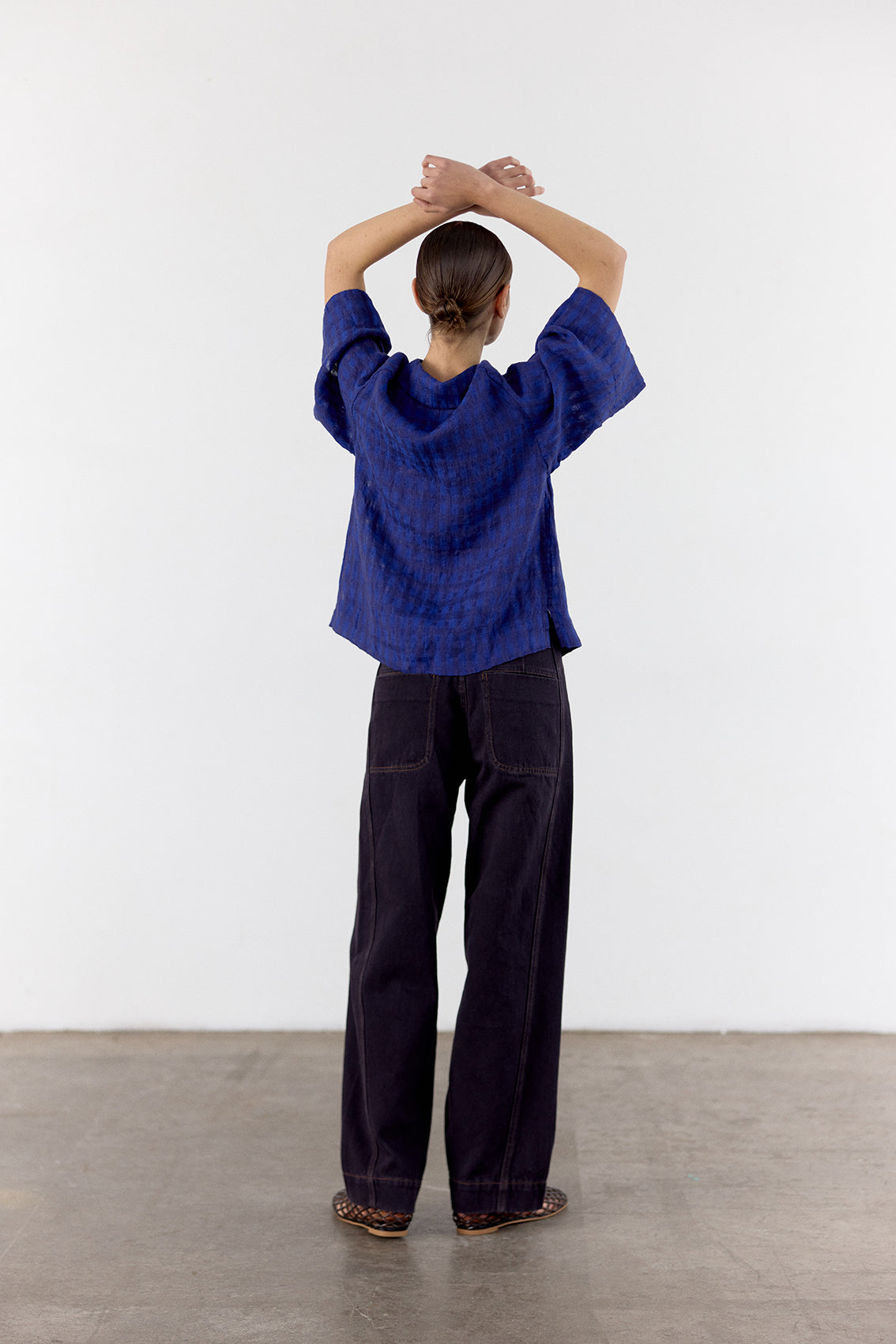 Blusa Gingham Raglan Lino - Ultramar