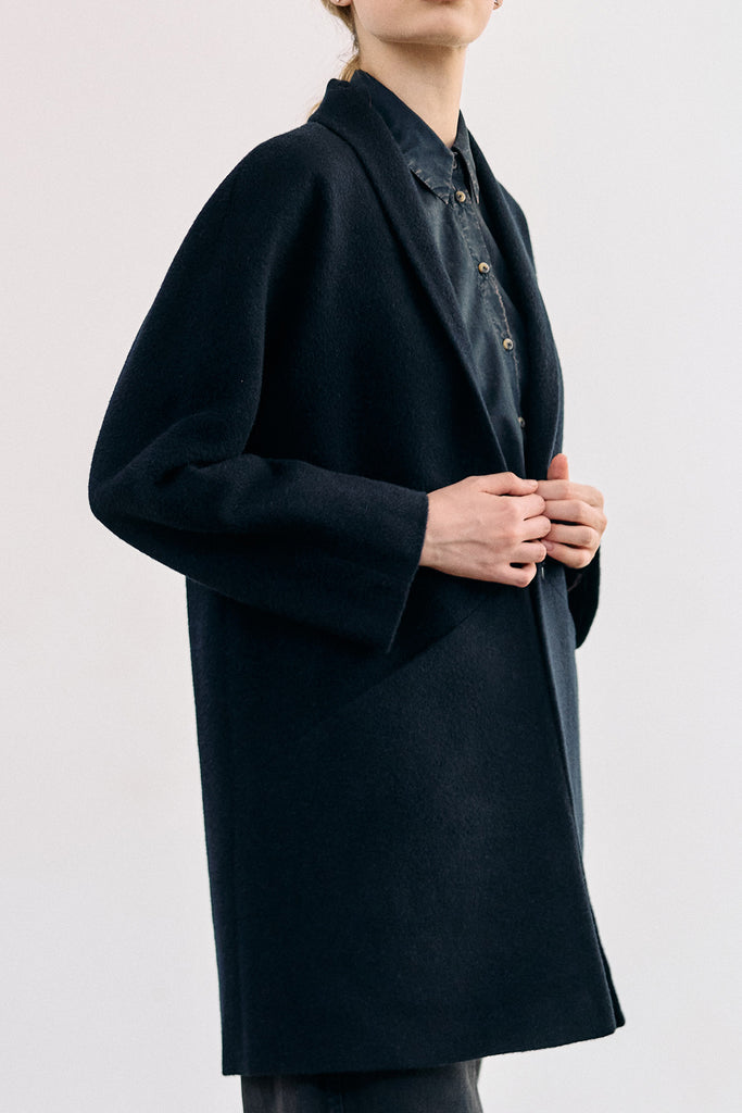 Short Baby Alpaca Coat - Medianoche
