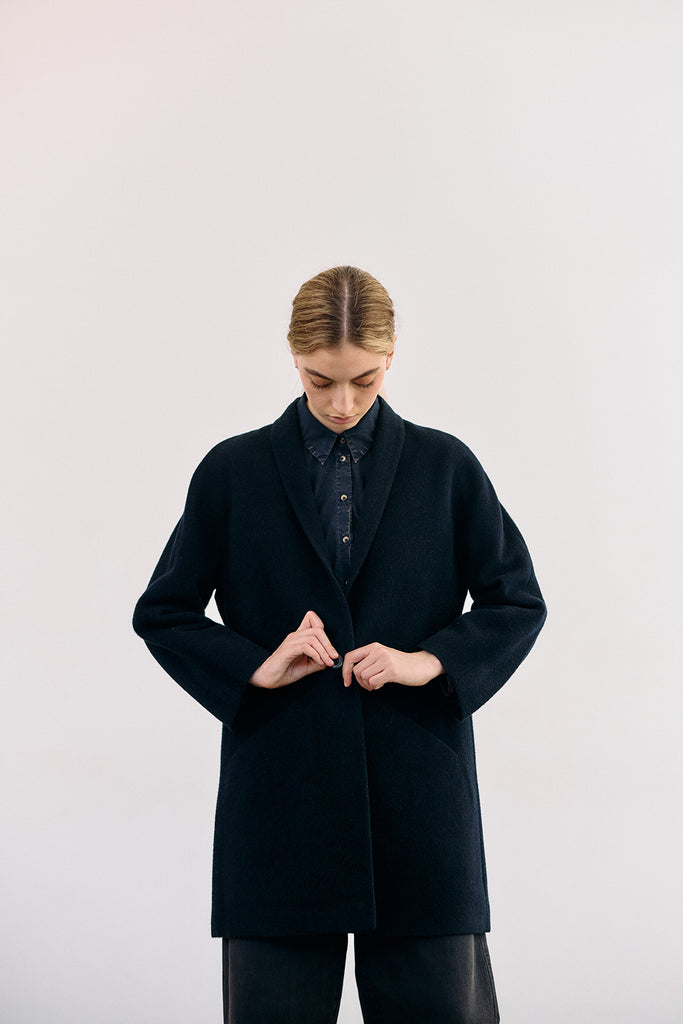 Short Baby Alpaca Coat - Medianoche