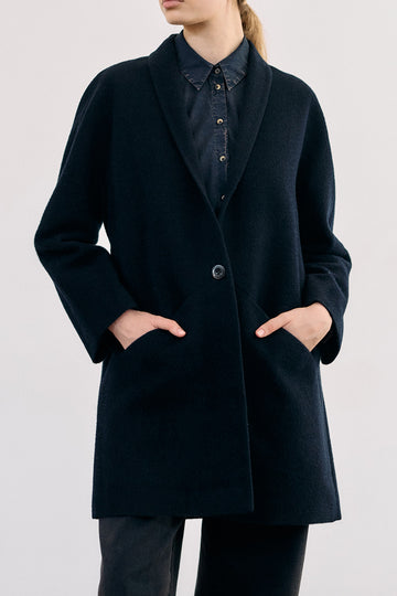 Short Baby Alpaca Coat - Medianoche