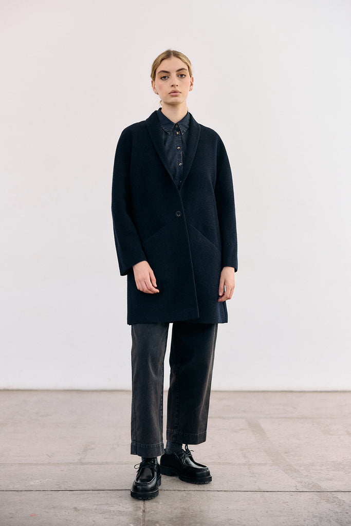 Short Baby Alpaca Coat - Medianoche