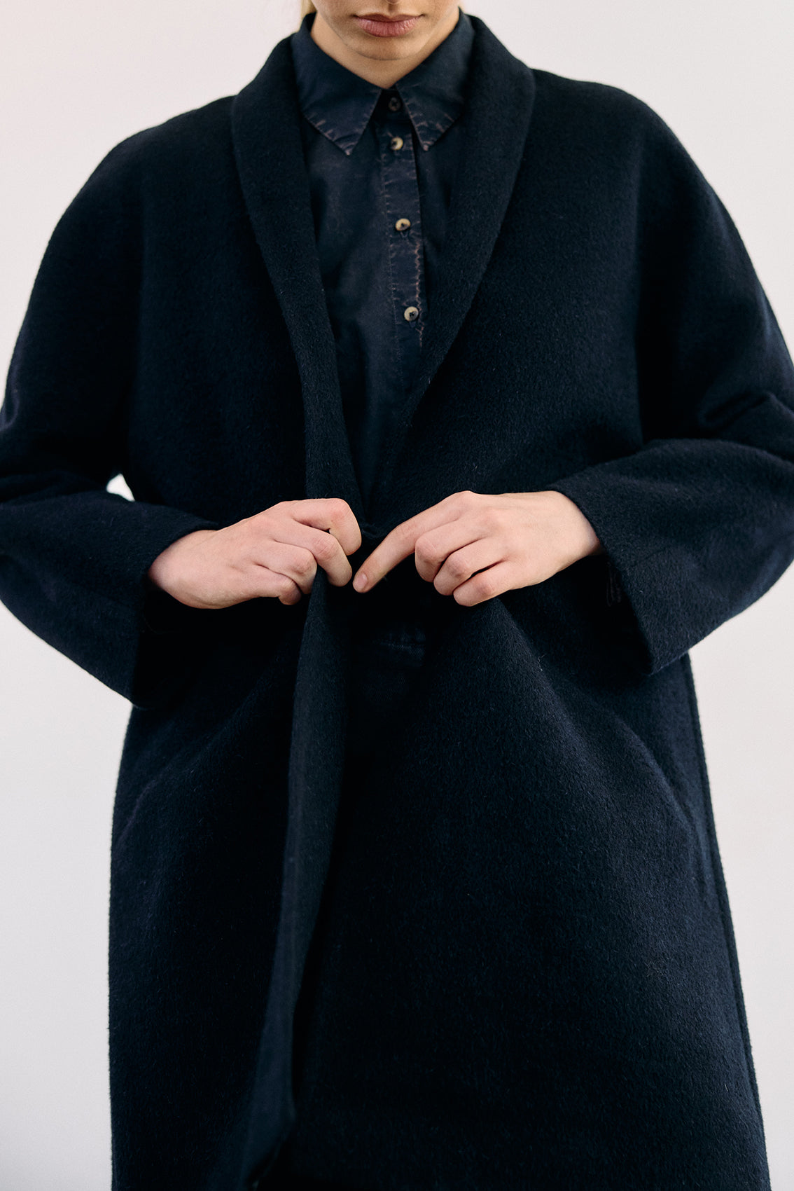 Short Baby Alpaca Coat - Medianoche