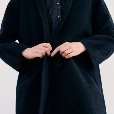 Short Baby Alpaca Coat - Medianoche