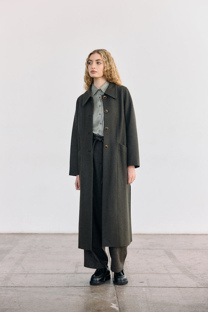 Collared Felted Alpaca/Wool Long Coat - Bosque
