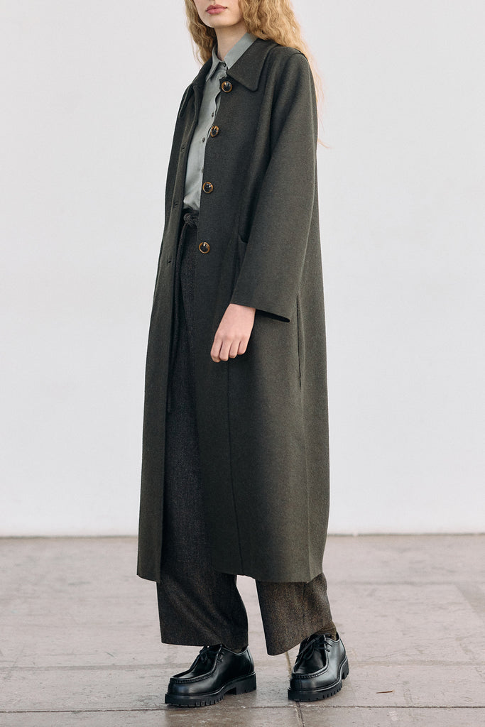 Collared Felted Alpaca/Wool Long Coat - Bosque