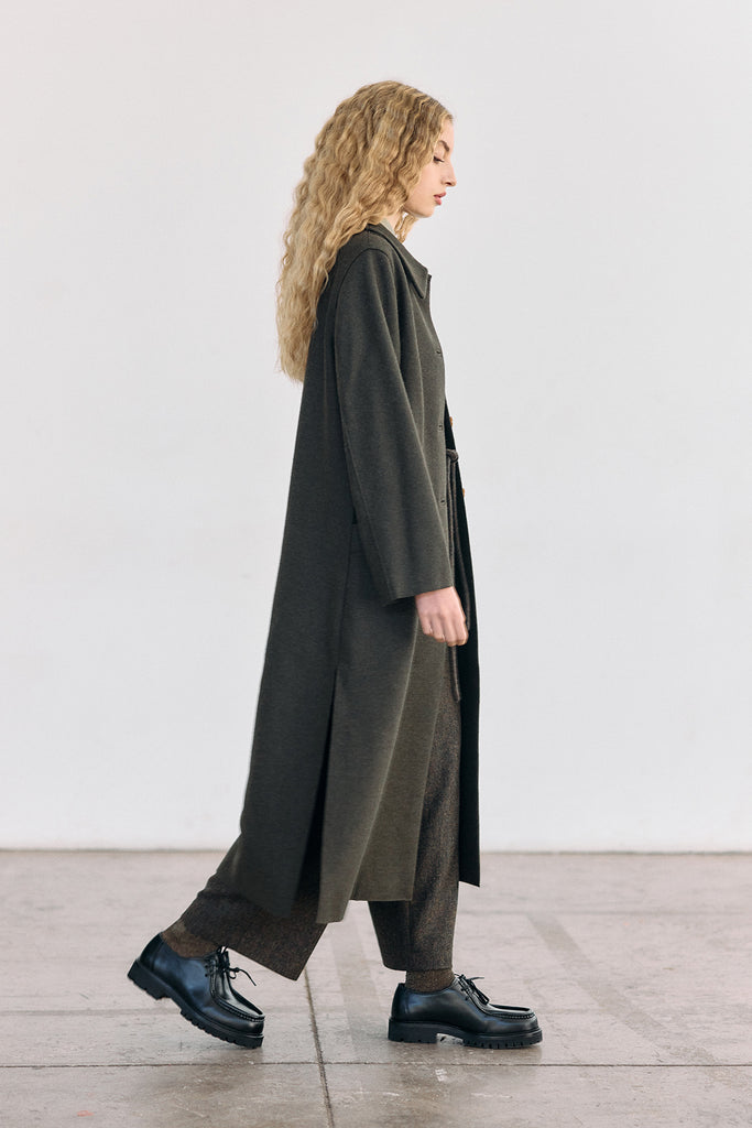 Collared Felted Alpaca/Wool Long Coat - Bosque
