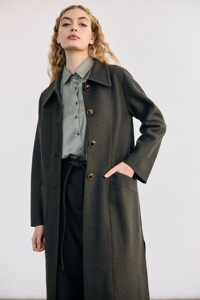 Collared Felted Alpaca/Wool Long Coat - Bosque