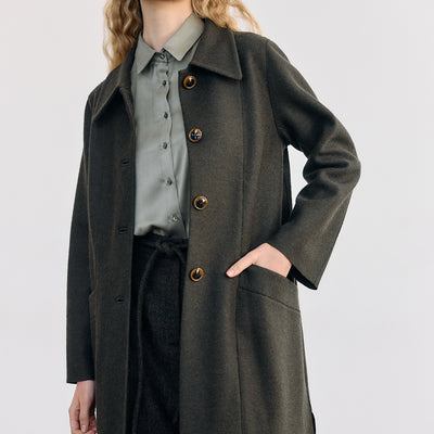 Collared Felted Alpaca/Wool Long Coat - Bosque