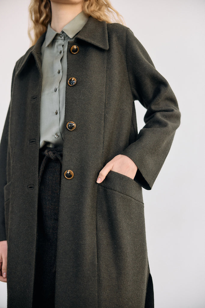 Collared Felted Alpaca/Wool Long Coat - Bosque