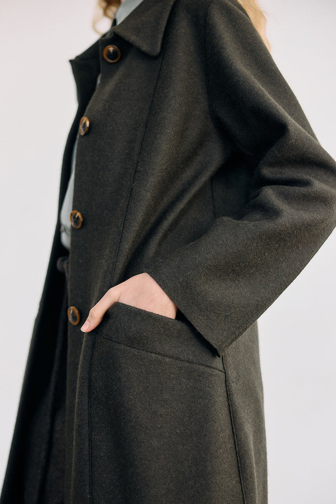 Collared Felted Alpaca/Wool Long Coat - Bosque
