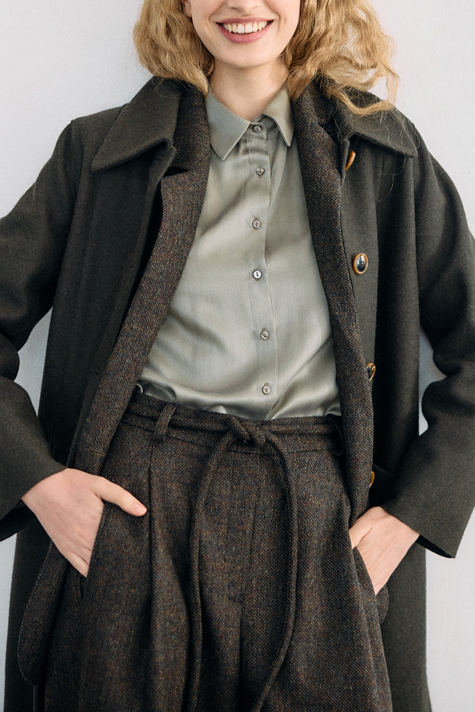 Collared Felted Alpaca/Wool Long Coat - Bosque