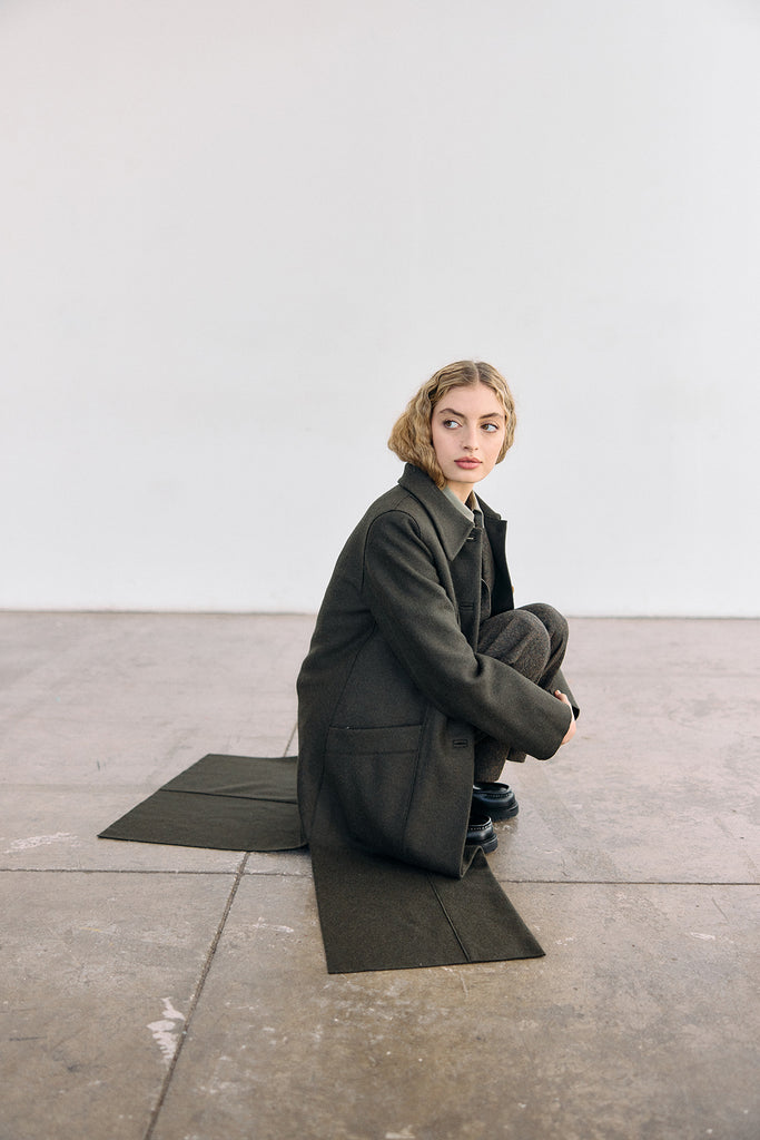 Collared Felted Alpaca/Wool Long Coat - Bosque