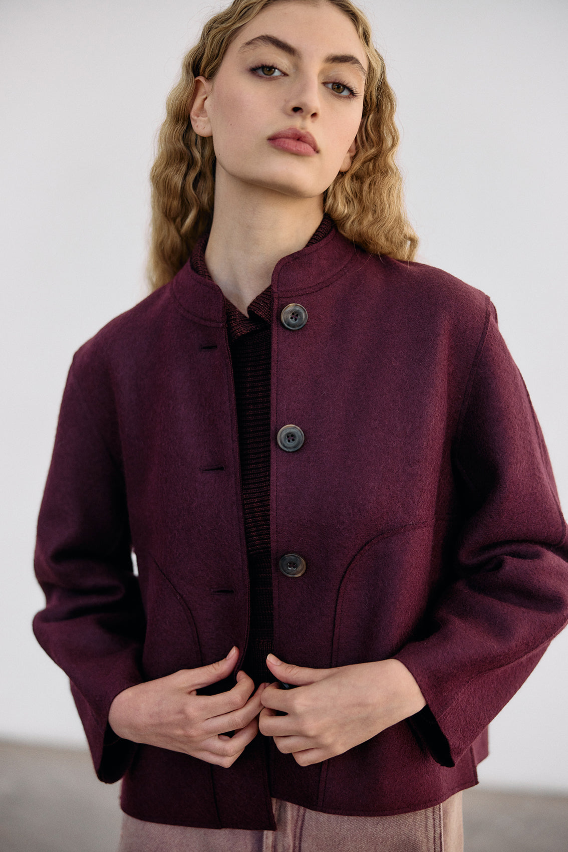 Felted Alpaca/Wool Jacket - Vino