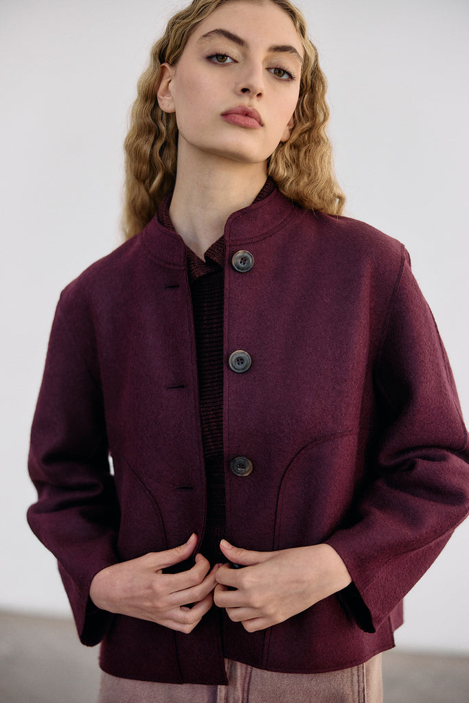 Felted Alpaca/Wool Jacket - Vino