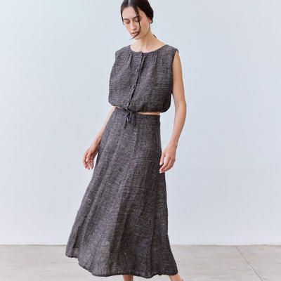 Flared Maxi Linen Skirt - Ónix Jaspeado