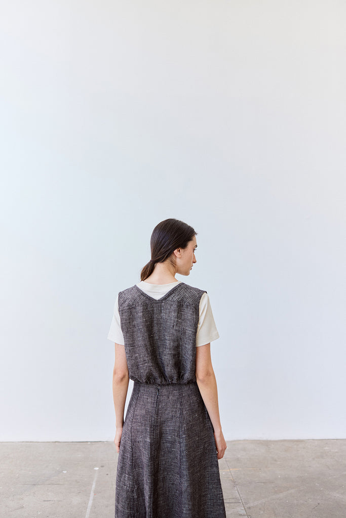 Adjustable Waist Buttoned Linen Top - Ónix Jaspeado