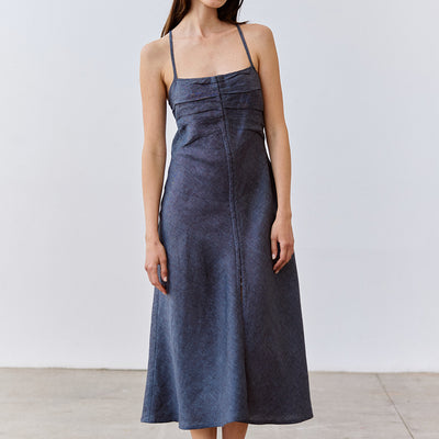 Bias Cut Linen Dress - Piedra