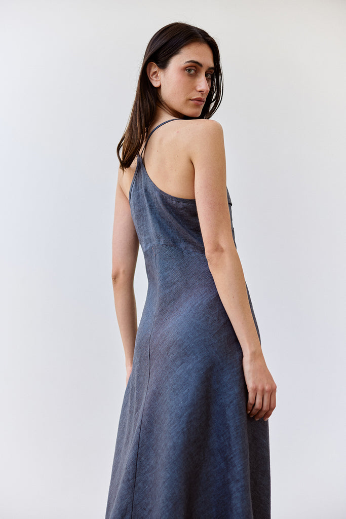 Bias Cut Linen Dress - Piedra