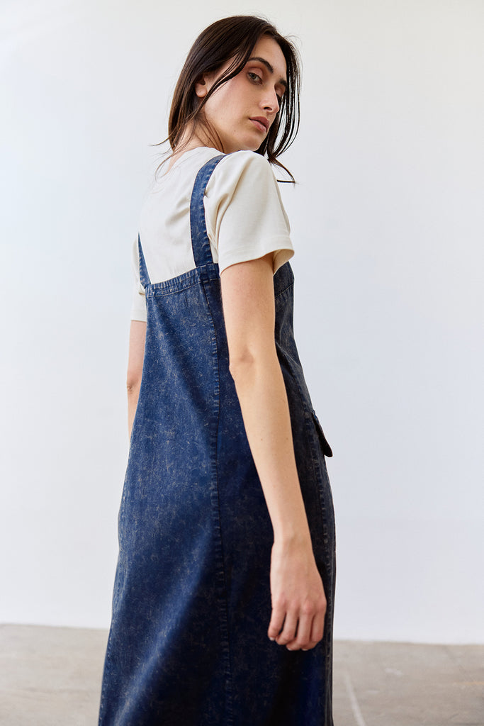 Buttoned Sleeveless Cotton Dress - Piedra Washed