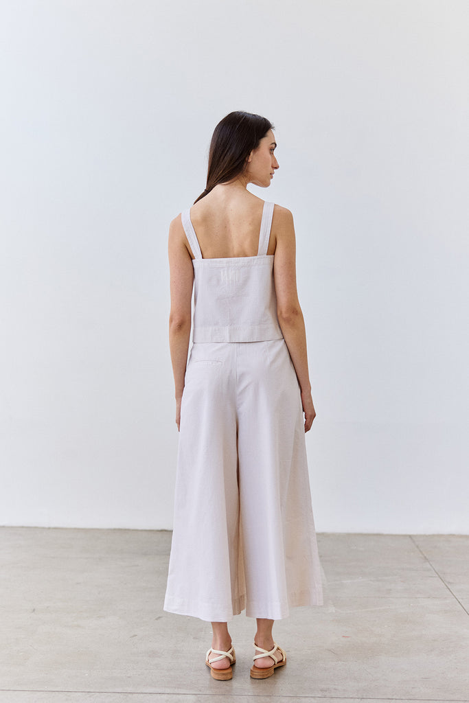 Pleated Wide-Leg Seersucker Cotton Trousers - Crudo