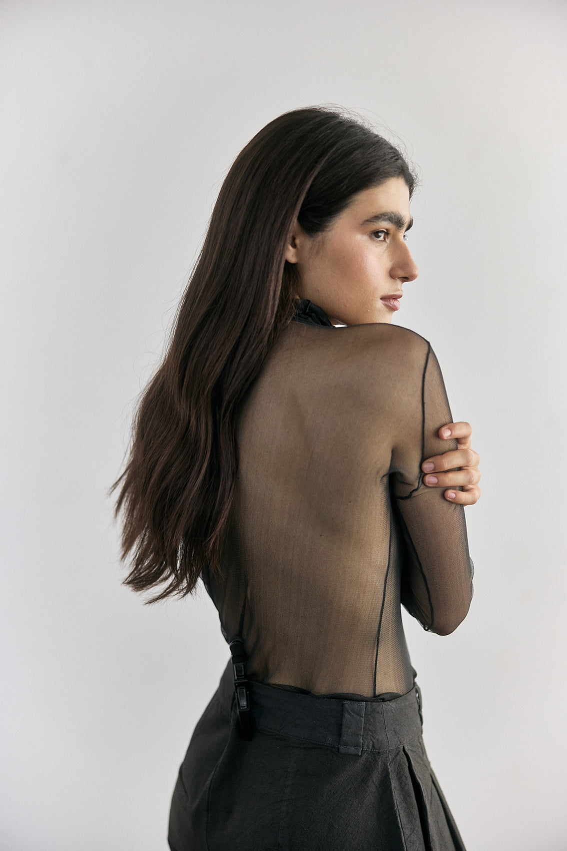 Top Beatle Seda Transparente - Pizarra
