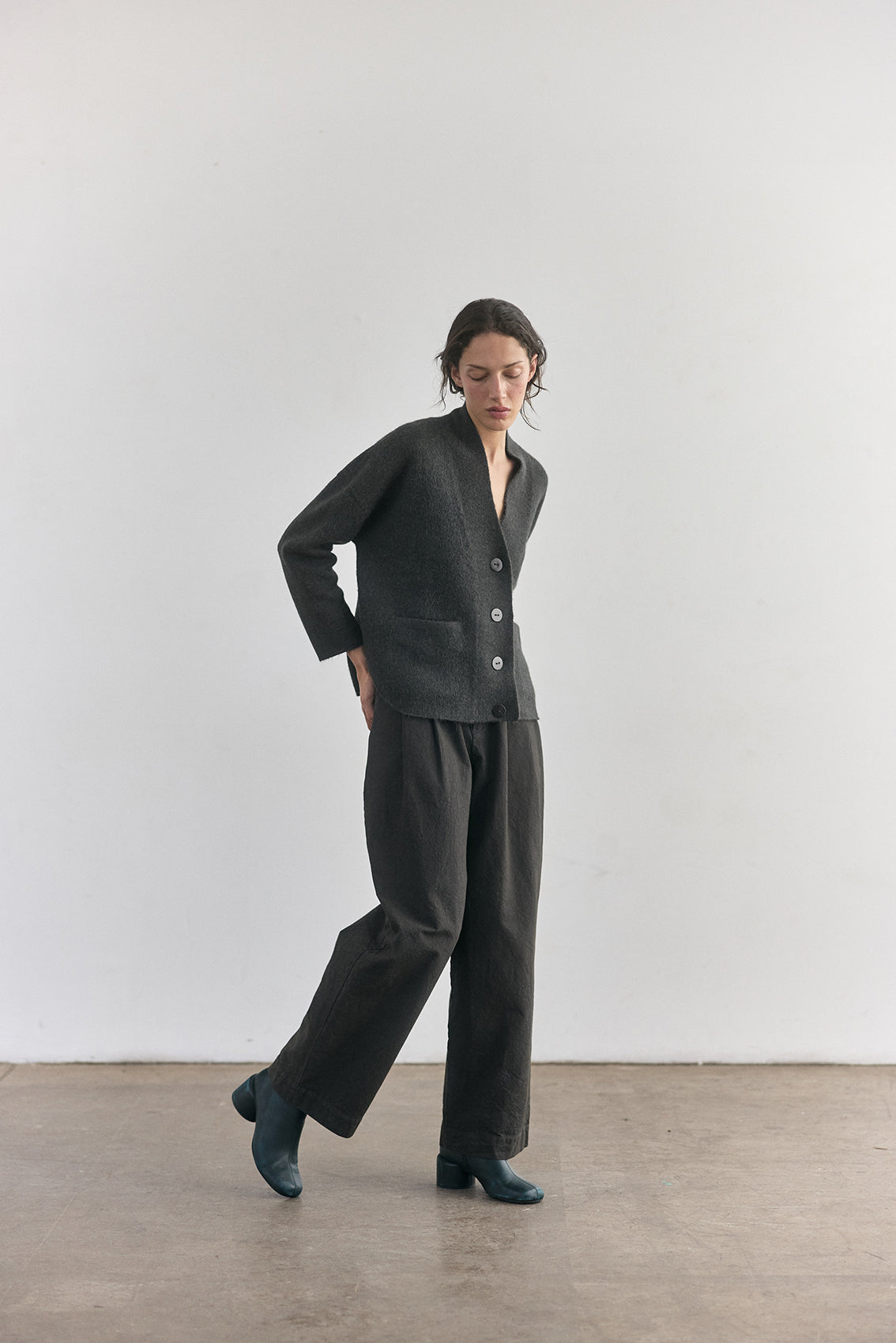 Cárdigan Felted Alpaca - Pizarra