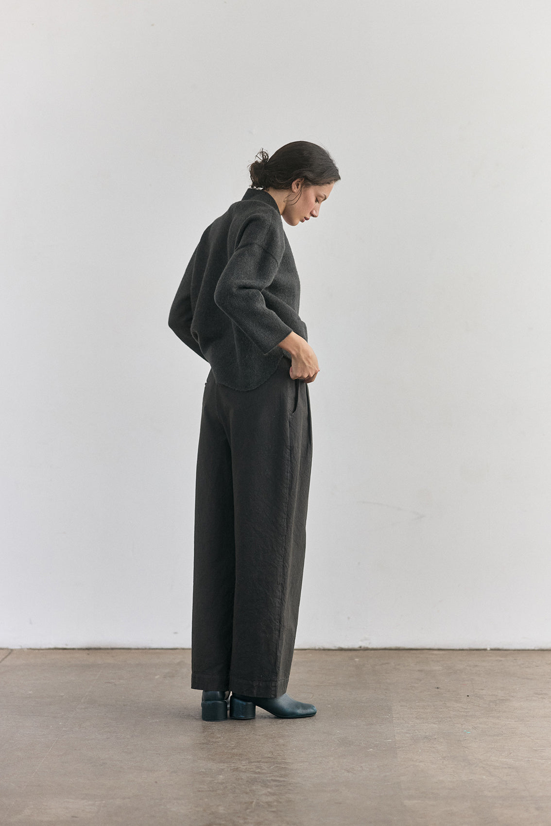 Pantalón Pinzado Algodón Rugoso - Pizarra