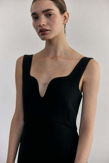 Vestido Largo Viscosa-Lana - Ónix