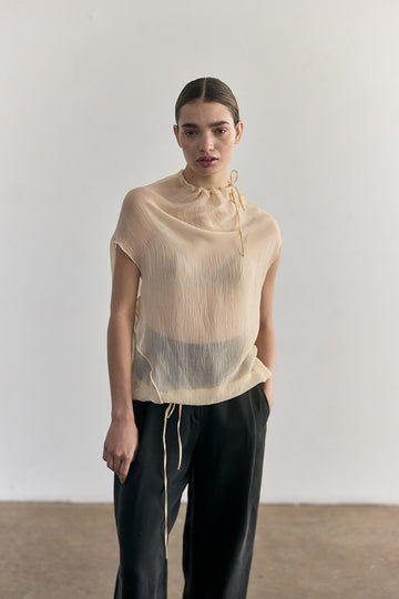 Sheer Lyocell Adjustable Top - Cream
