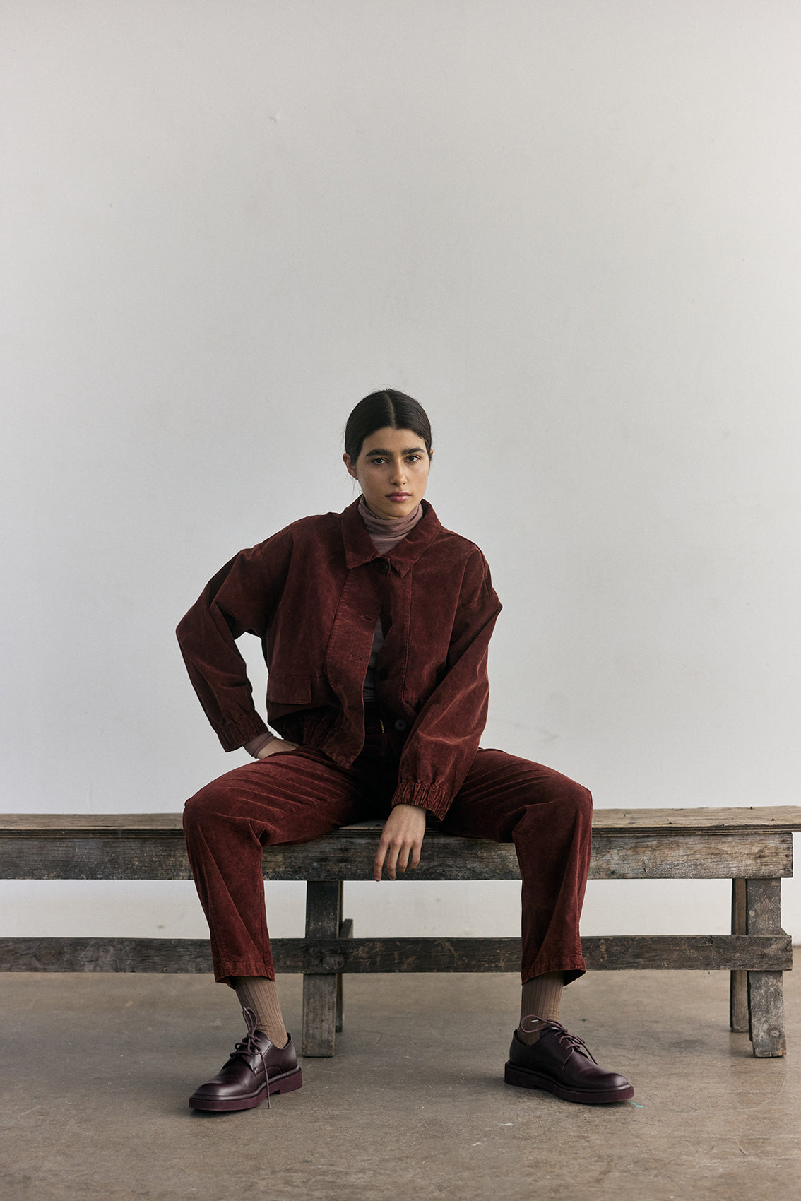 Chaqueta Bomber Terciopelo Washed - Óxido