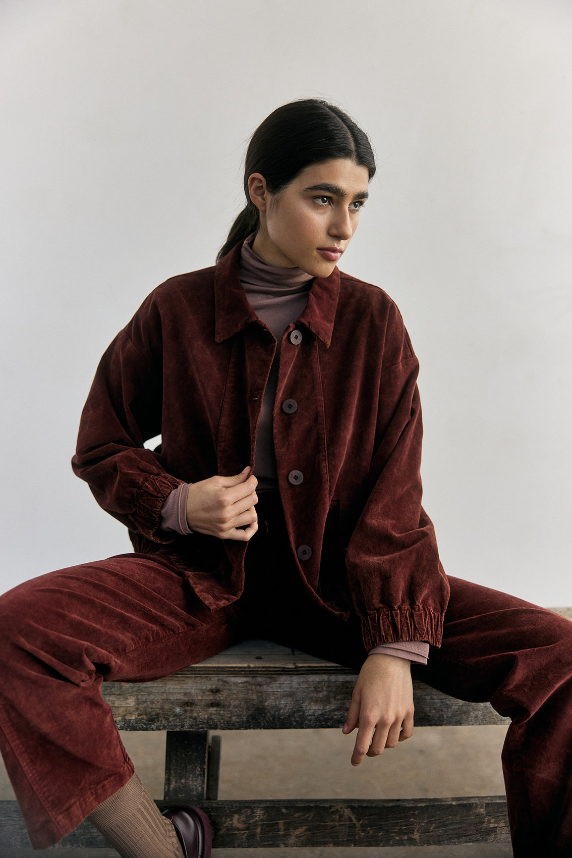 Chaqueta Bomber Terciopelo Washed - Óxido