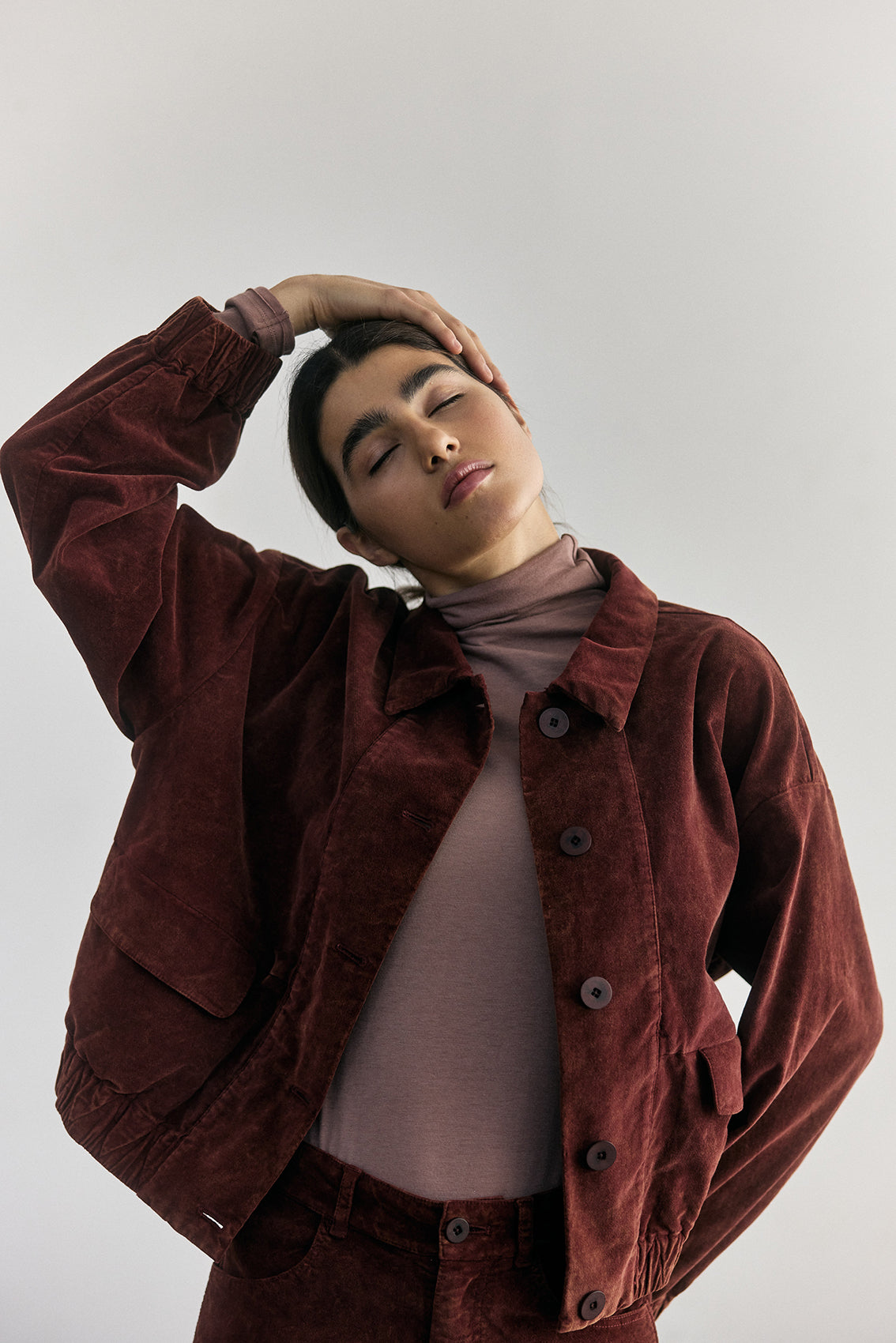 Chaqueta Bomber Terciopelo Washed - Óxido