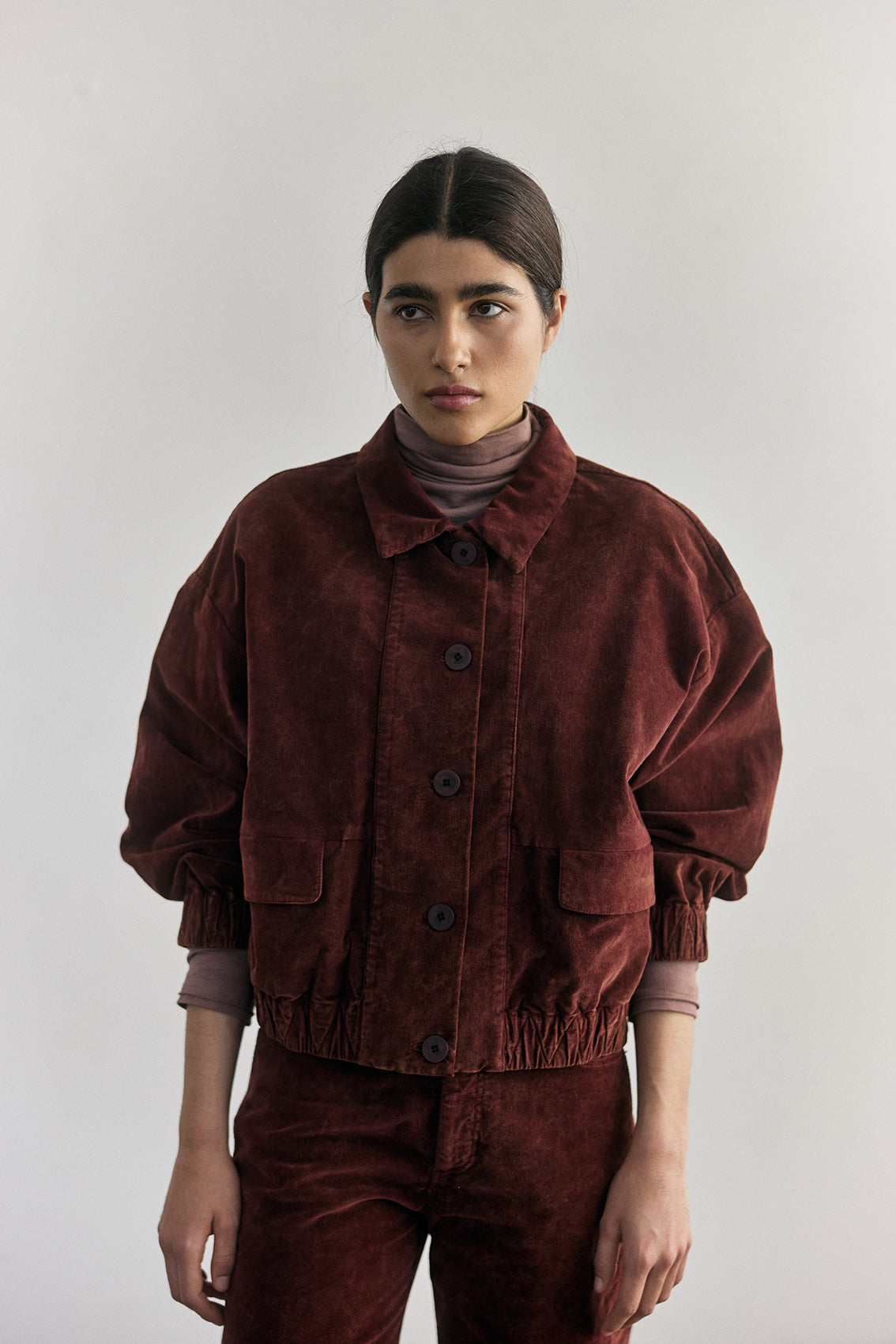 Chaqueta Bomber Terciopelo Washed - Óxido
