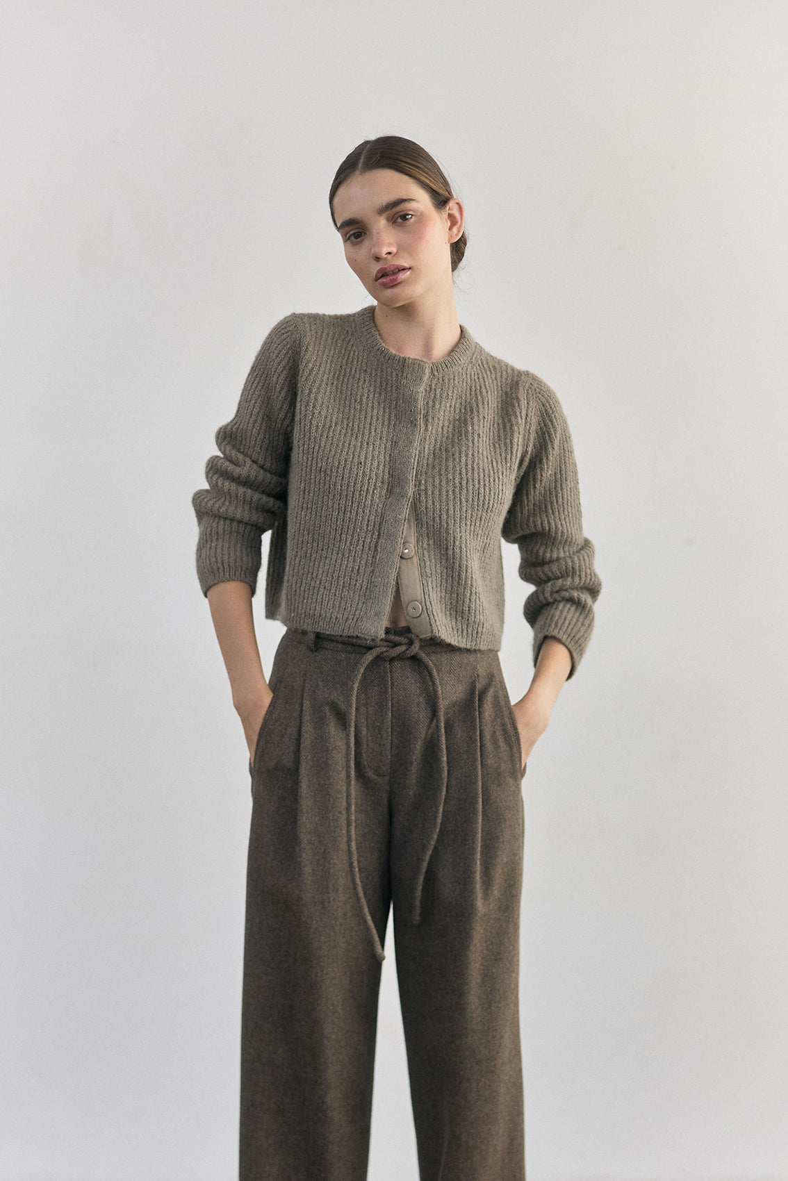 Cárdigan Corto Alpaca/Mohair - Musgo