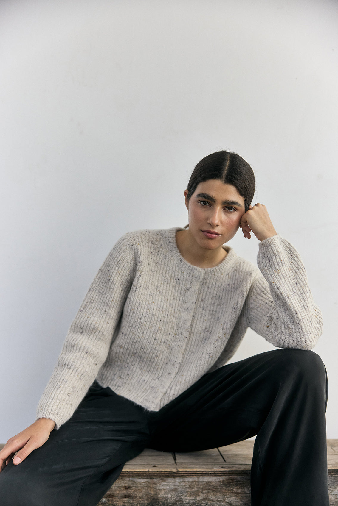 Cárdigan Corto Alpaca/Mohair - Crudo