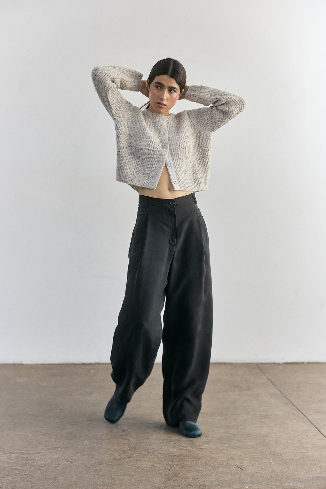 Pantalón Pinzado Cupro - Ónix