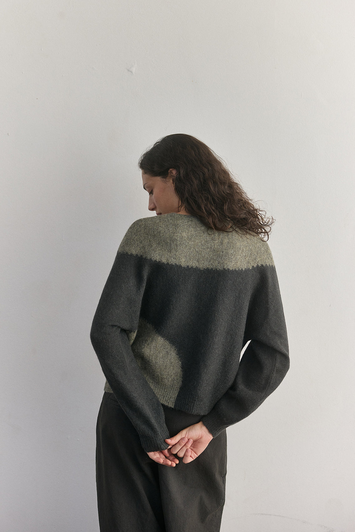 Sweater Felted Semicírculos Alpaca - Pizarra/Musgo