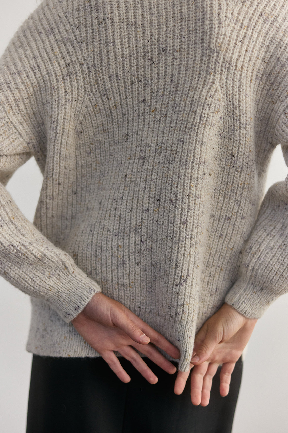 Sweater Oversized Cuello Alto Alpaca/Mohair - Crudo
