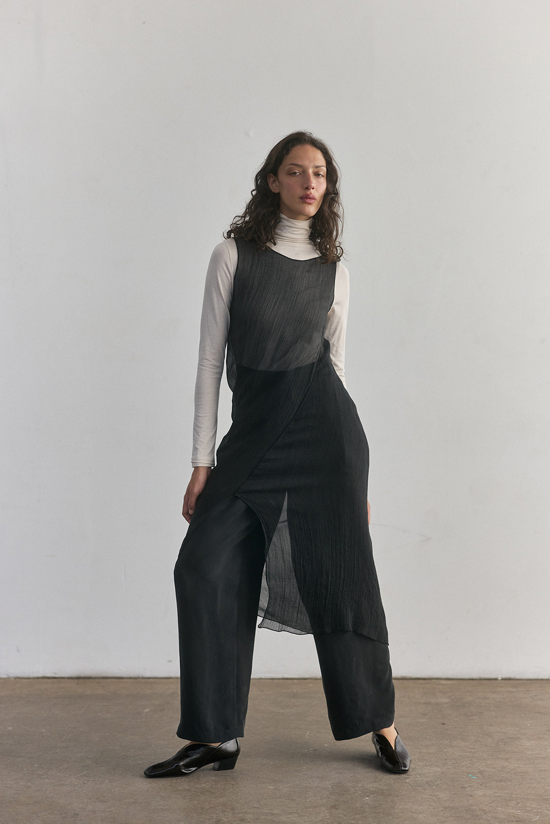 Vestido Traslúcido Lyocell - Ónix