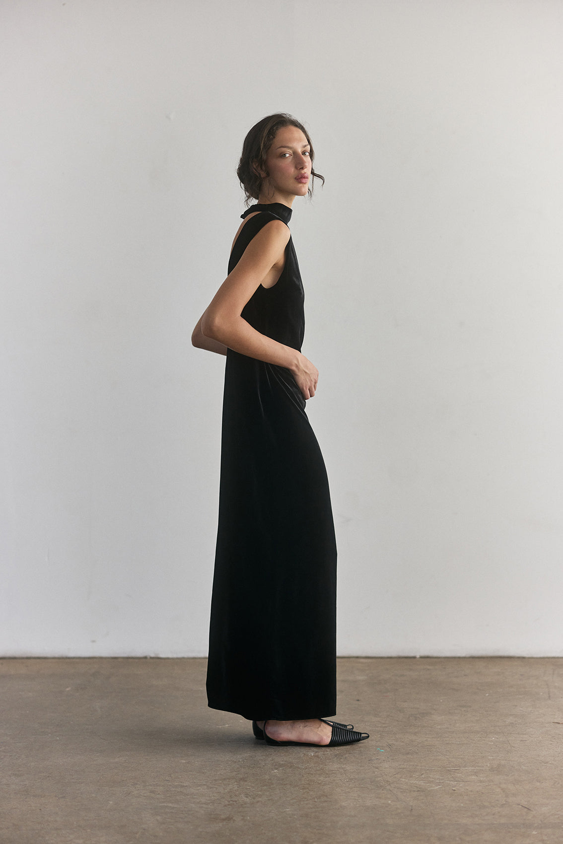 Vestido Largo Terciopelo - Ónix